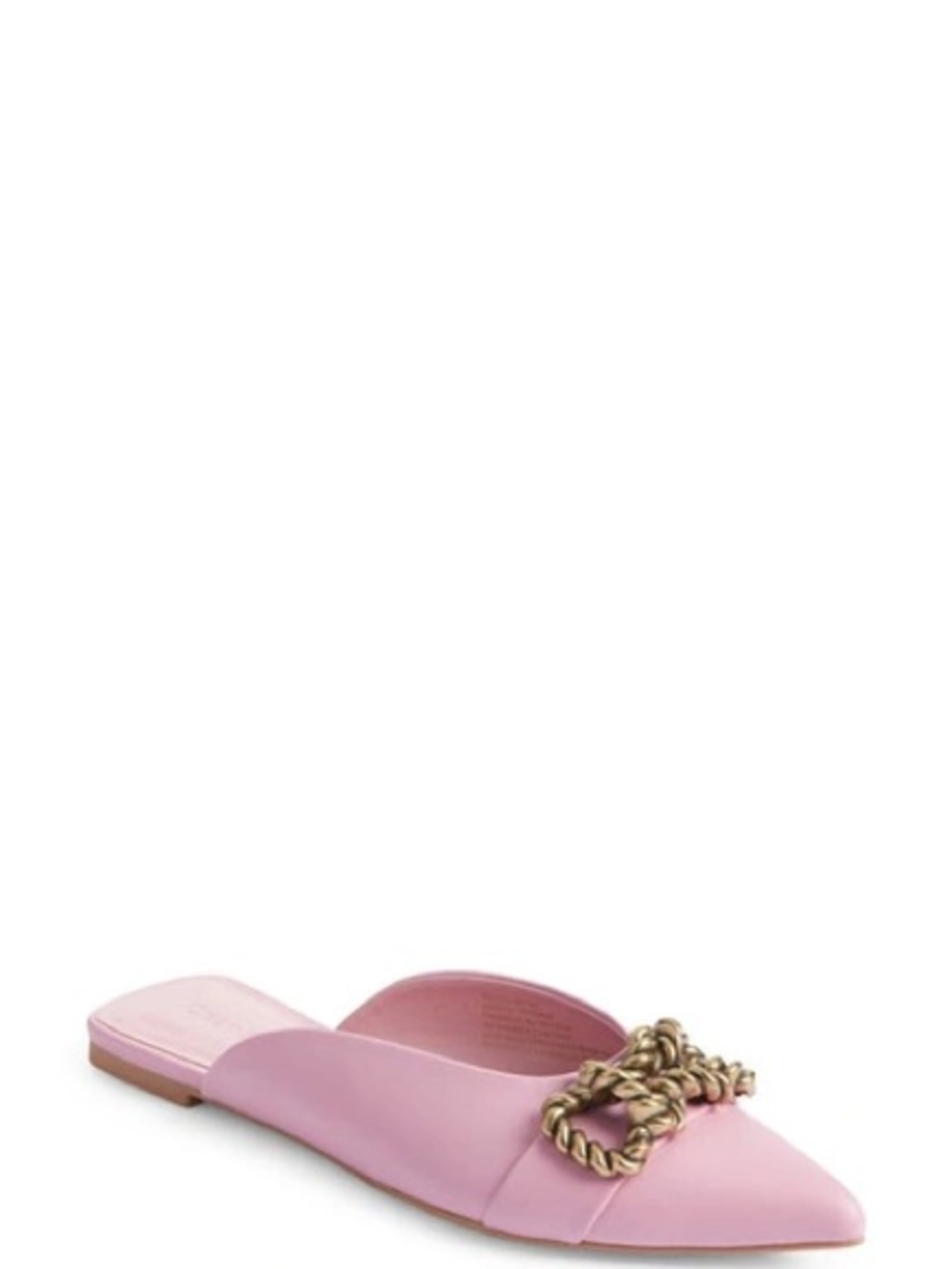 Open Edit Women’s Pink Slip-On Pointed-Toe Mule with Gold Chain